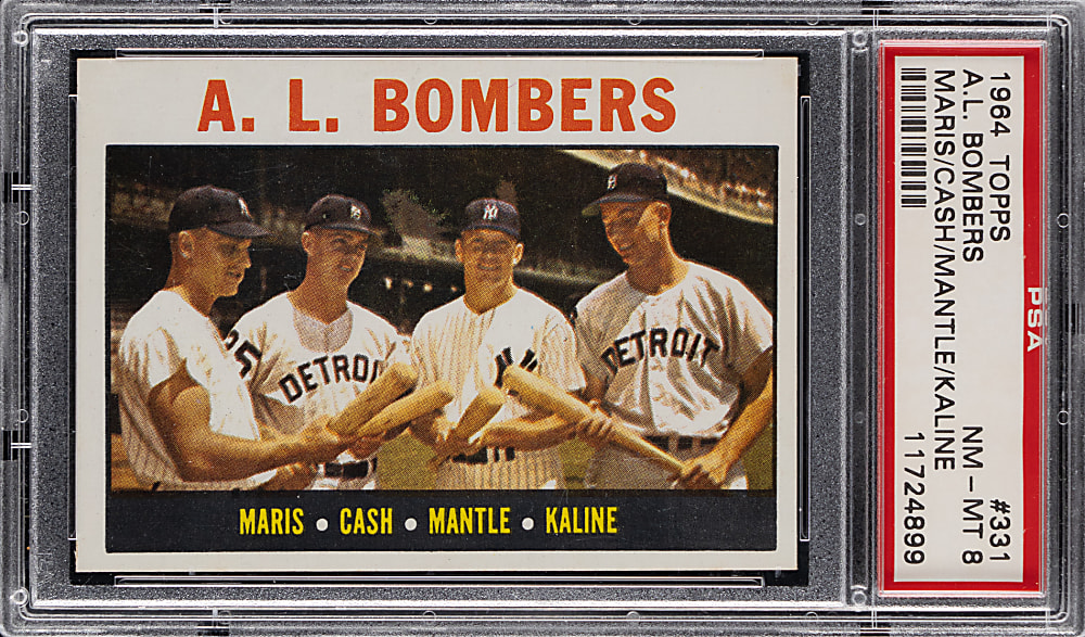 1964 Topps #331 A.L. Bombers with Mickey Mantle PSA NM-MT 8 from #24 PSA Registry Set Break