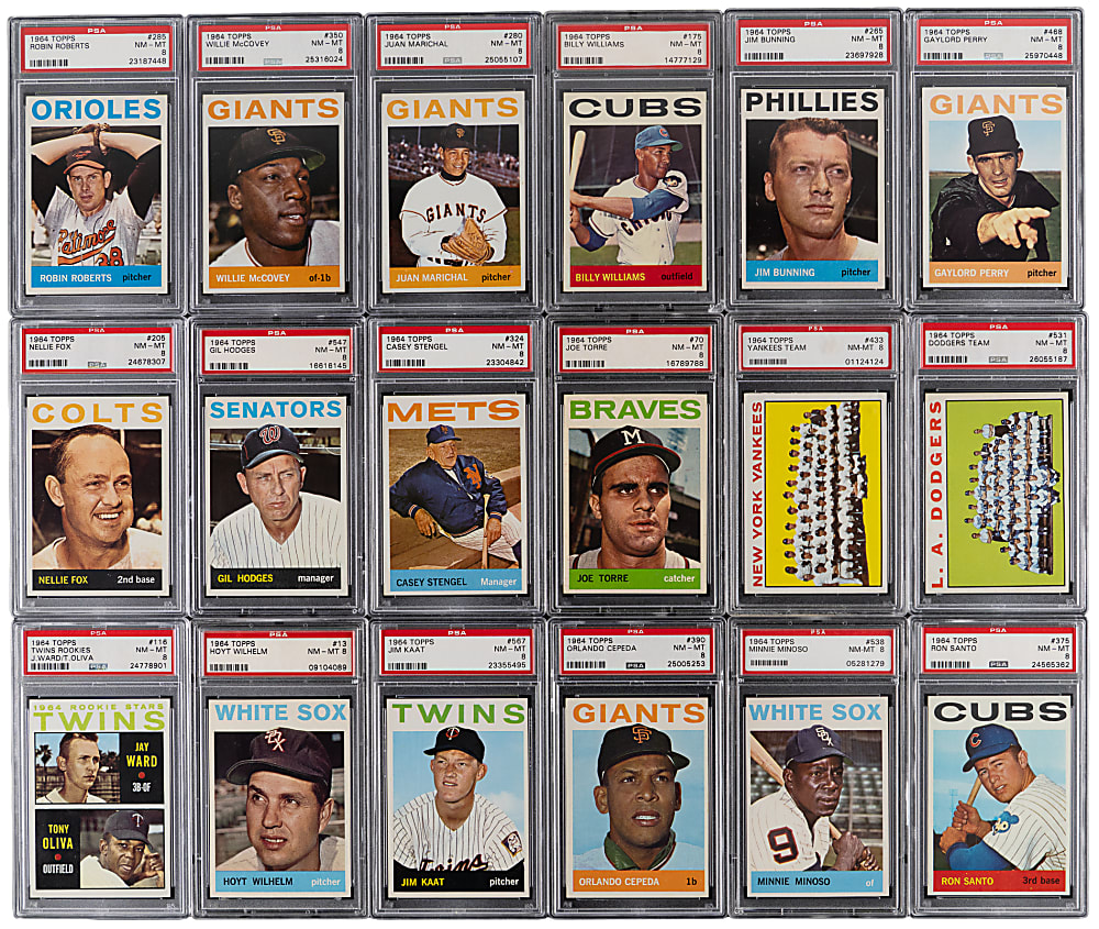 1964 Topps Near Complete PSA Graded Set (502/587) with Mostly NM-MT 8 from #24 PSA Registry Set Break