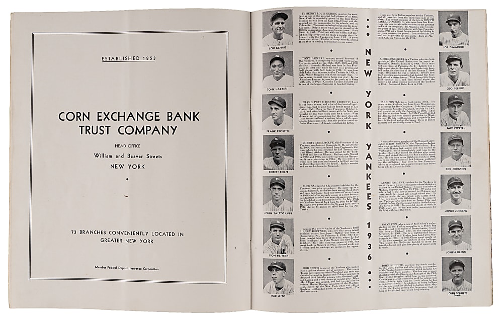 1936 New York Yankees vs. New York Giants World Series Game 3 Program - Lou Gehrig Home Run!