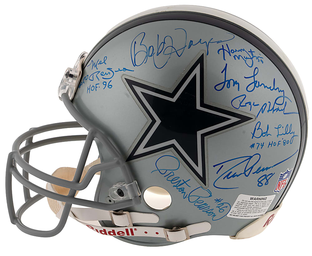 Dallas Cowboys Legends Multi-Signed Full-Size Helmet with (14) Signatures Including Aikman, Landry, E. Smith & Staubach