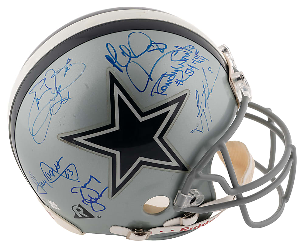 Dallas Cowboys Legends Multi-Signed Full-Size Helmet with (14) Signatures Including Aikman, Landry, E. Smith & Staubach
