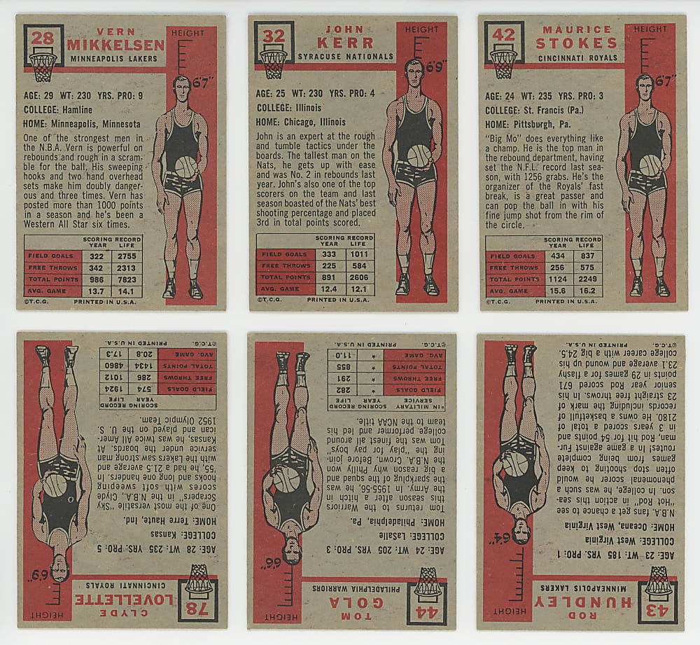 1957-1958 Topps Basketball Partial Set (59/80) with Bob Cousy Rookie