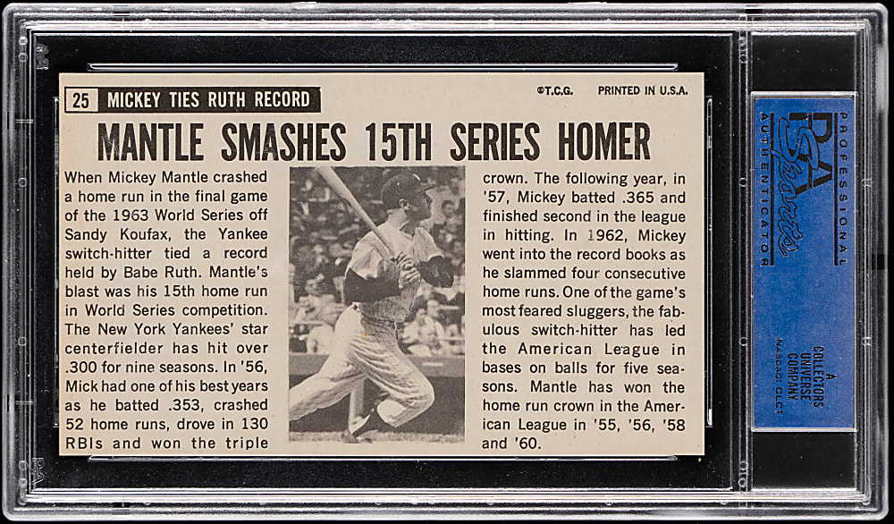 1964 Topps Giants #25 Mickey Mantle PSA NM-MT 8