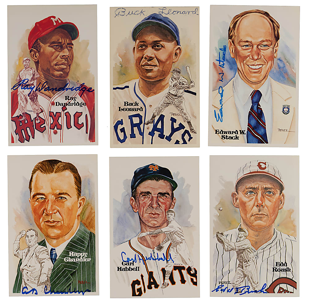 Signed Perez-Steele Galleries Art Postcard Collection (24) with Dickey, DiMaggio & Hunter