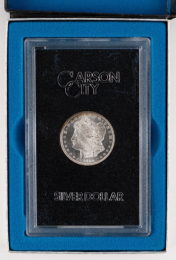 1885-CC GSA Morgan Silver Dollar from Carson City with Black Box