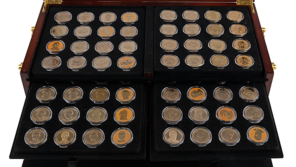 2007-2016 U.S. Presidential $1 Coin Collection (152) with (4) Different Coins Per President in Deluxe Presentation Case
