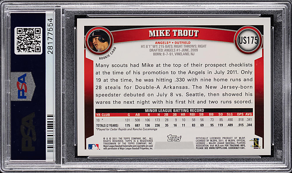 2011 Topps Update #US175 Mike Trout Rookie PSA GEM MINT 10