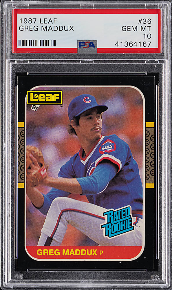 1987 Leaf #36 Greg Maddux Rated Rookie PSA GEM MINT 10