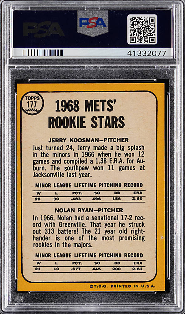 1968 Topps #177 Nolan Ryan Rookie PSA NM 7 (oc)