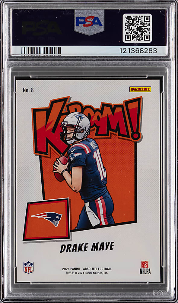2024 Absolute Football #8 Drake Maye Rookie Kaboom! (Horizontal) PSA MINT 9