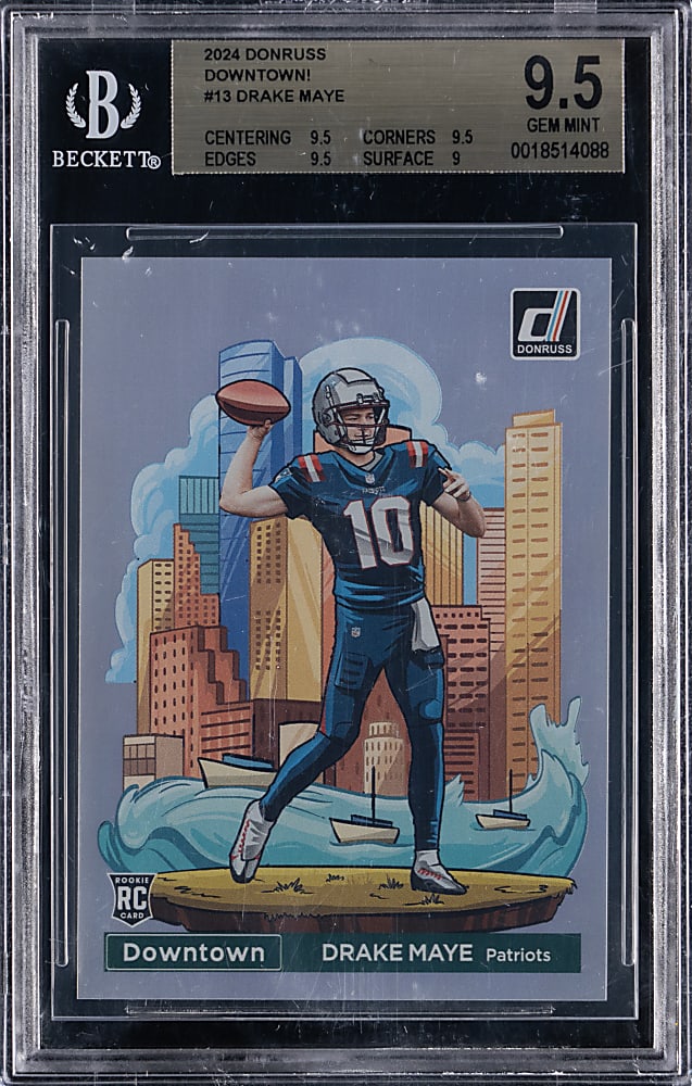 2024 Donruss Football #13 Drake Maye Rookie Downtown! BGS GEM MINT 9.5