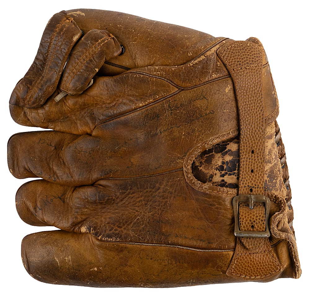 1939 World Champion New York Yankees Team-Signed Glove with (20) Signatures Including Joe DiMaggio & Bill Dickey Plus Full JSA LOA