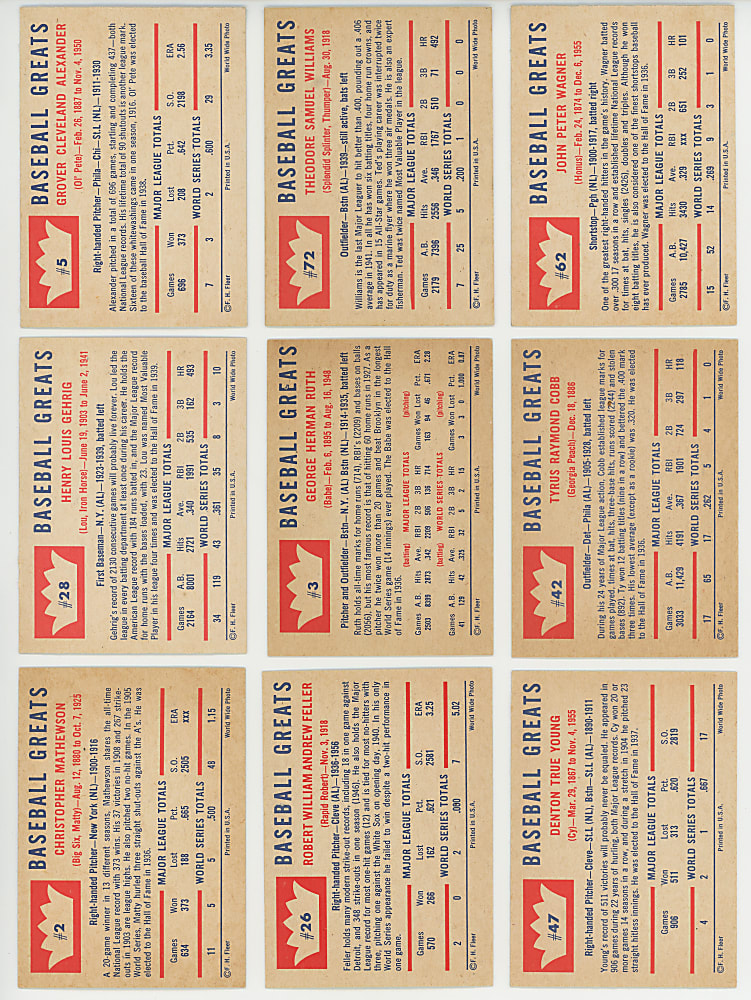 1960 Fleer Greats Complete Set (79) with PSA NM-MT 8 Kiner