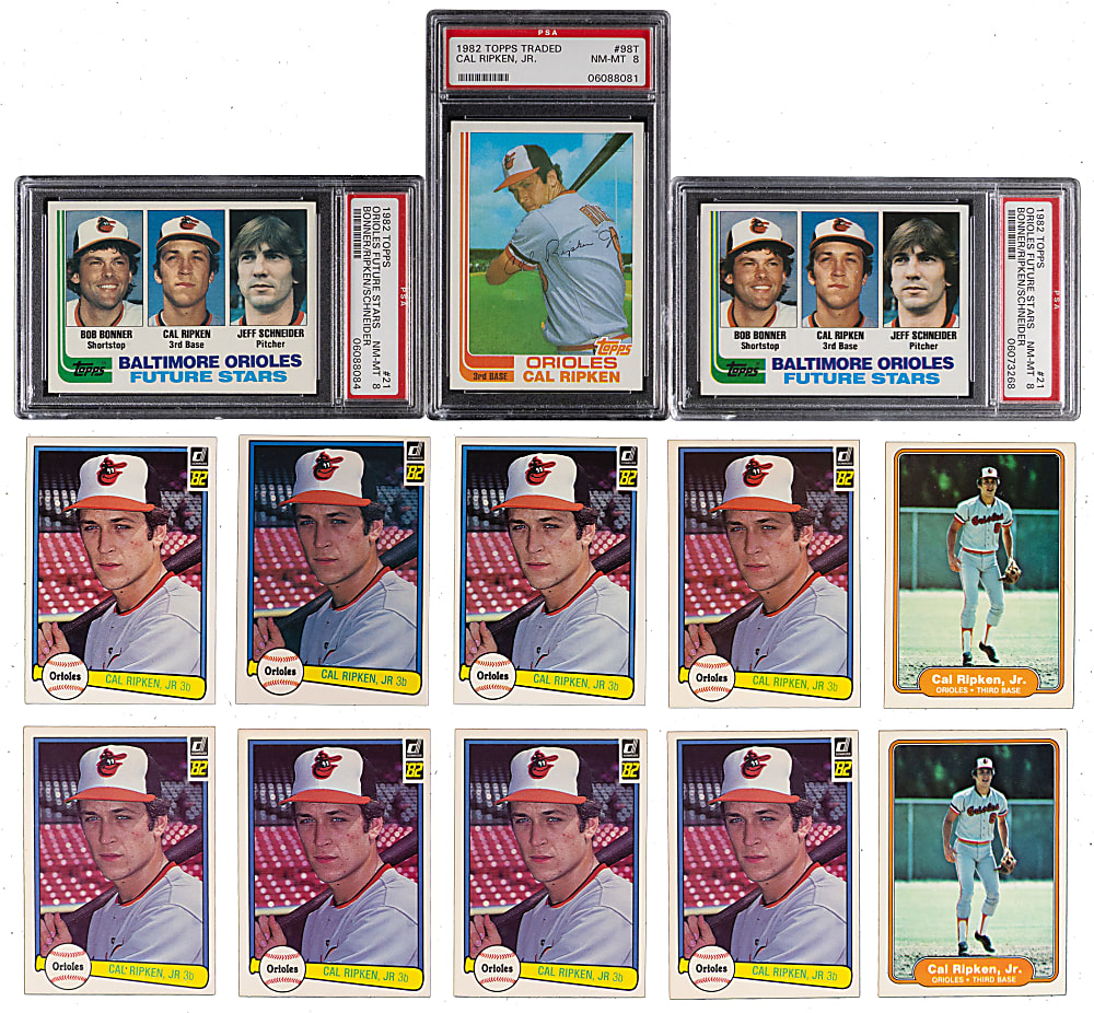 1982 Cal Ripken Jr. Rookie Collection (17) with (3) PSA NM-MT 8 Including 1982 Topps Traded #98T