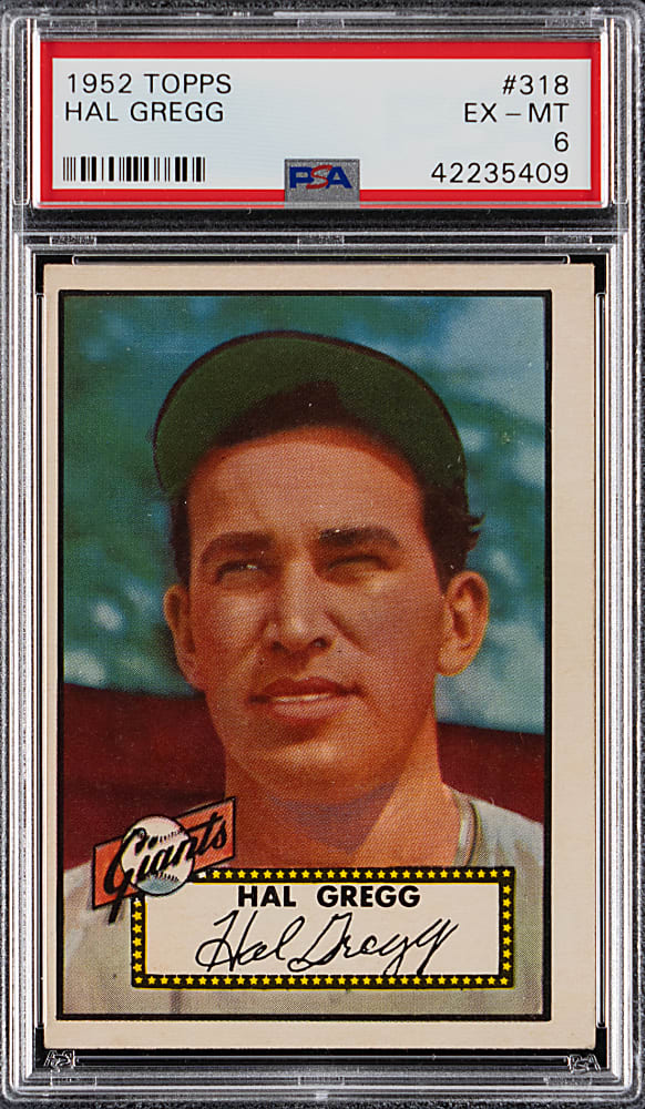 1952 Topps #318 Hal Gregg High Number PSA EX-MT 6