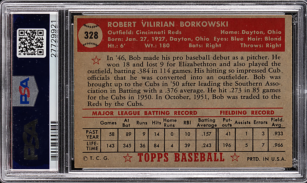 1952 Topps #328 Bob Borkowski High Number PSA EX+ 5.5