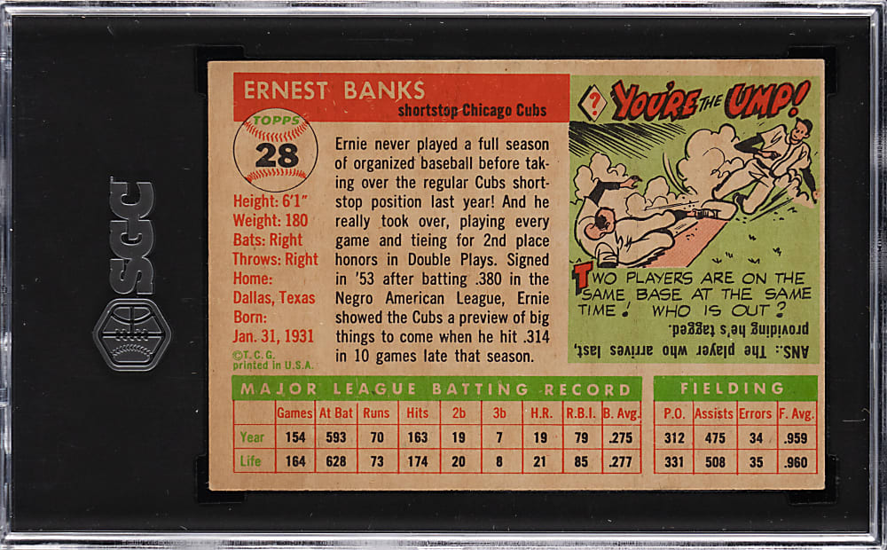 1955 Topps #28 Ernie Banks SGC VG/EX 4