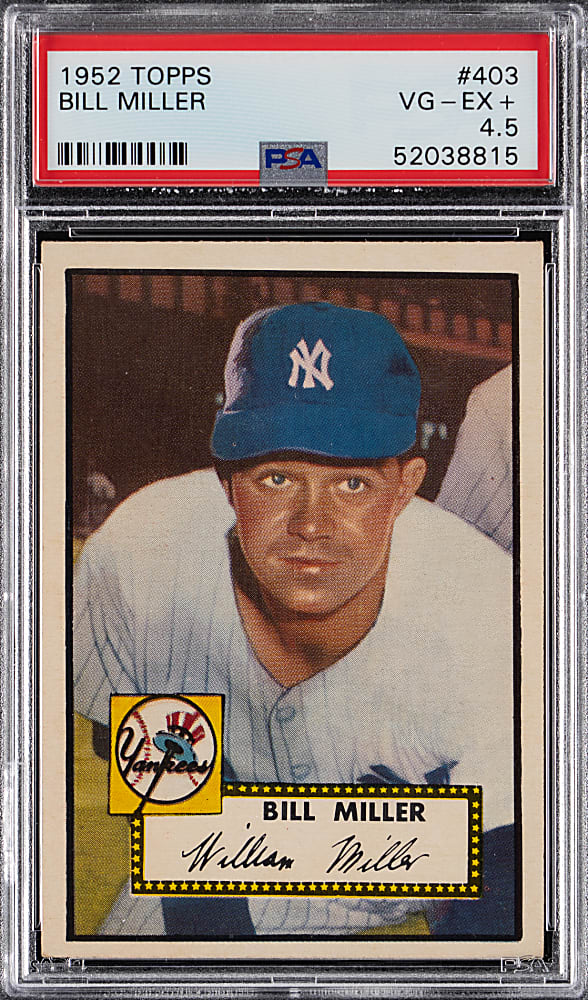 1952 Topps #403 Bill Miller High Number PSA VG-EX+ 4.5