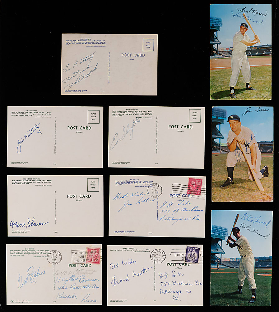 1952-1955 Dormand Postcards Near Complete Master Set (43/49) with Both Mickey Mantle, (5) Duplicates & (10) Autographed