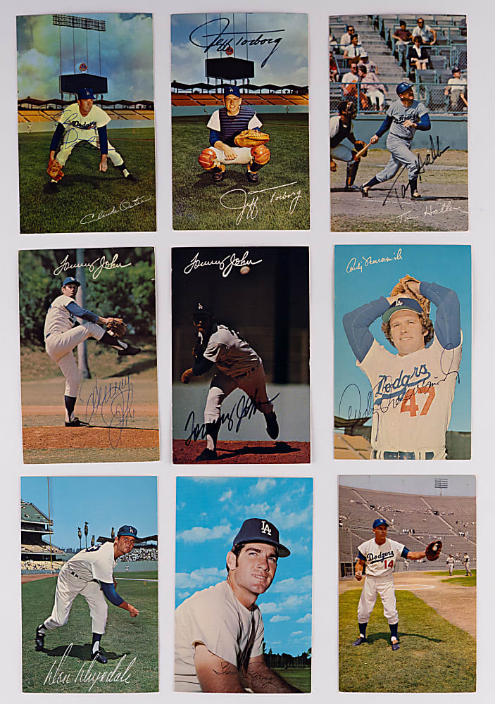 1959-1975 Los Angeles Dodgers Postcard Collection (58) with Drysdale, Hodges, Koufax & Snider Plus (6) Autographed