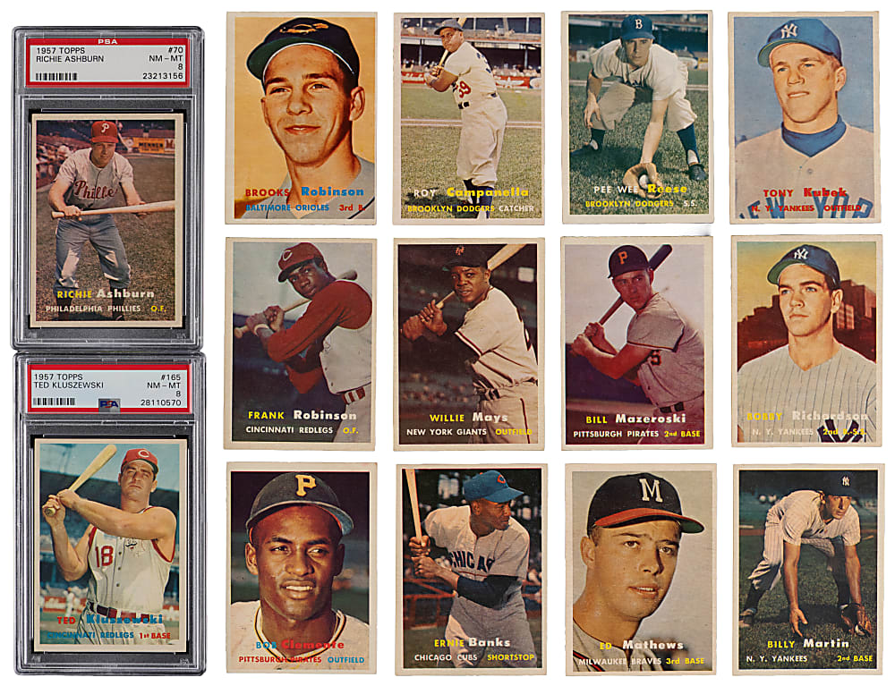 1957 Topps Near Complete Set (388/407) with (78) PSA Graded Including (50) PSA NM-MT 8