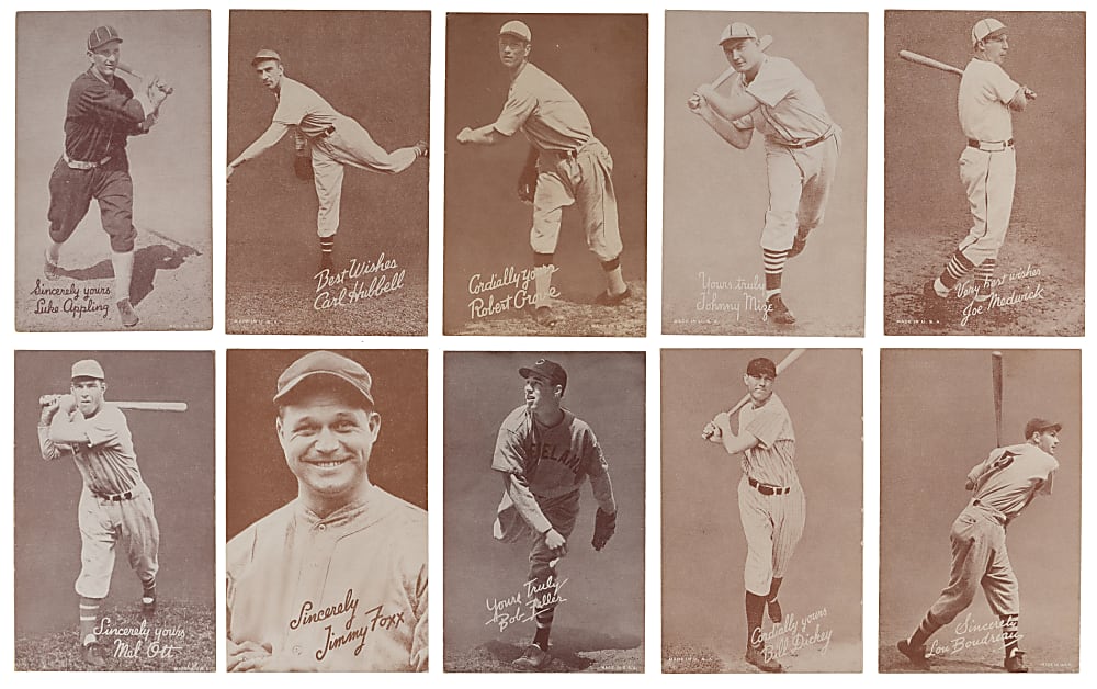 1939-1946 Salutation Exhibits Near Complete Set (69/83) with One PSA Graded Plus (3) Variations - (72 Total Cards)