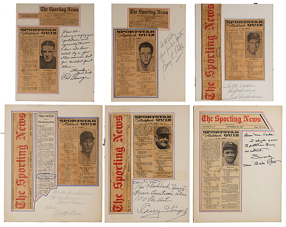 1965-1968 The Sporting News Signed Placards to TSN Writer Al Vada (32) with Grange, Mikan, T. Williams