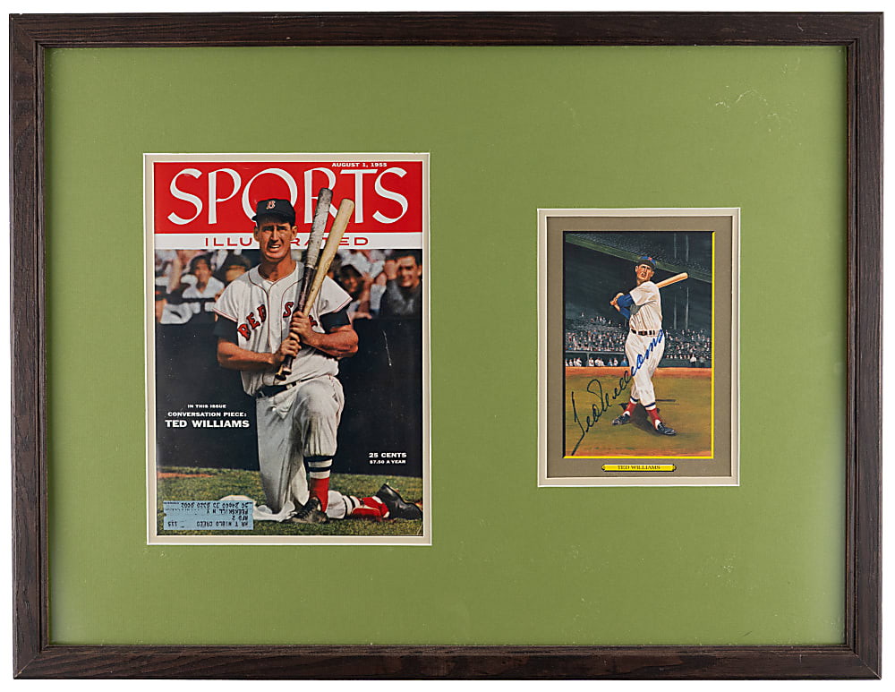 Ted Williams Autographed Perez-Steele Great Moments Framed Display with 1955 Sports Illustrated Plus Full PSA LOA