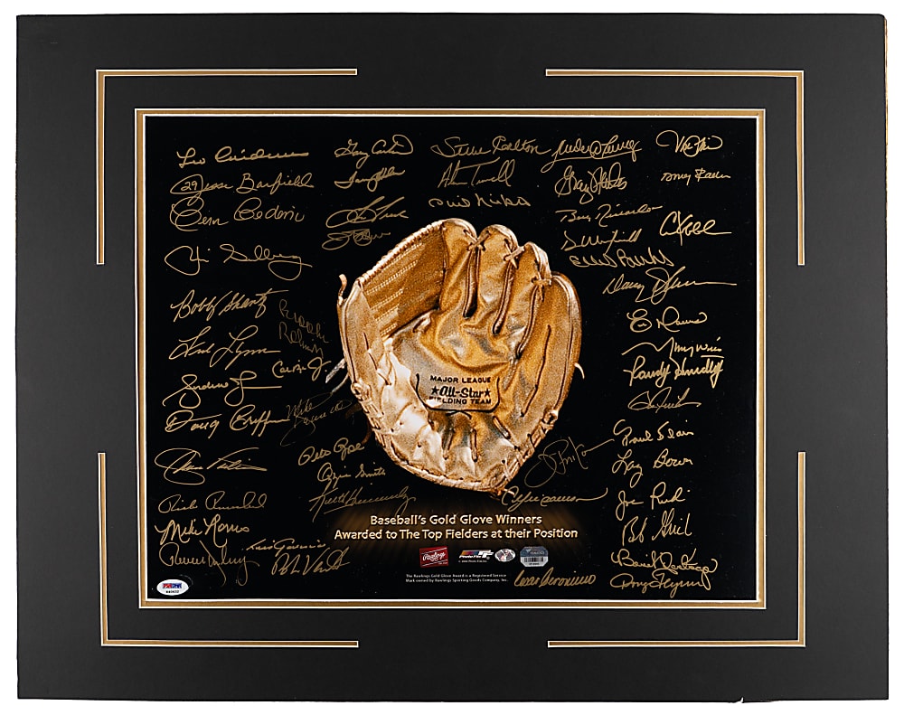 Gold Glove Award Winners Multi-Signed Photo Display with (48) Signatures Including (13) Hall of Famers - Full PSA/DNA LOA/Fanatics Hologram