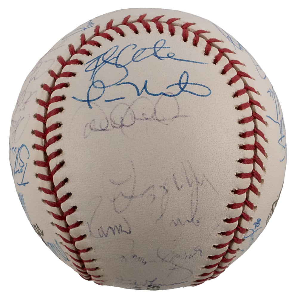 2001 American League Champion New York Yankees Team-Signed Ball (31) with Derek Jeter - JSA LOA