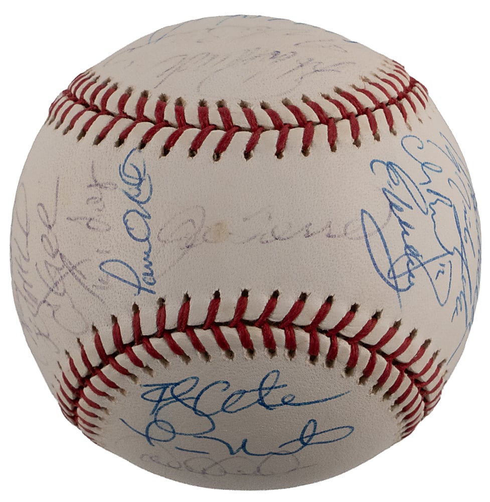 2001 American League Champion New York Yankees Team-Signed Ball (31) with Derek Jeter - JSA LOA