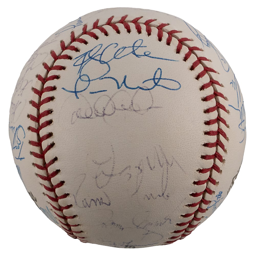 2001 American League Champion New York Yankees Team-Signed Ball (31) with Derek Jeter - JSA LOA