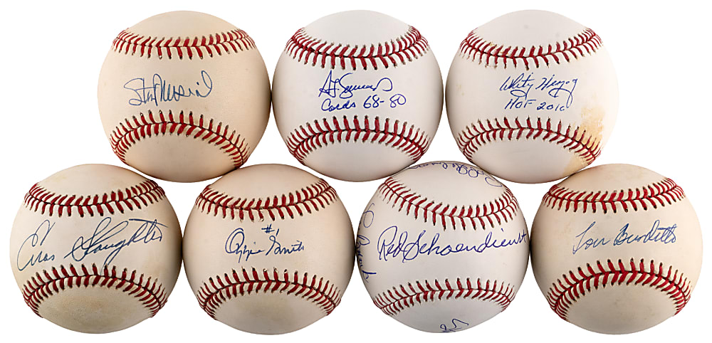 St. Louis Cardinals Hall of Famer & Star Signed Baseball Collection (7) with Multi-Signed Legends