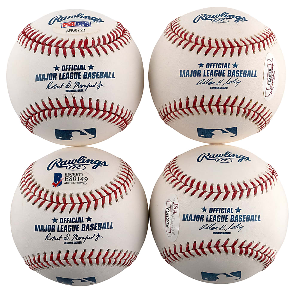 Modern Superstar Slugger Single-Signed OML Baseballs (4) with Trout, M. Cabrera, Harper & Soto - All Individually Certified