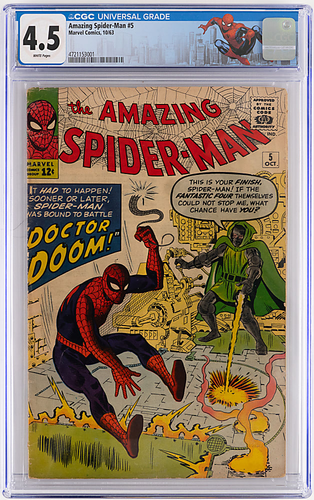 1963 Marvel Comics Amazing Spider-Man #5 Early Doctor Doom Appearance - CGC 4.5