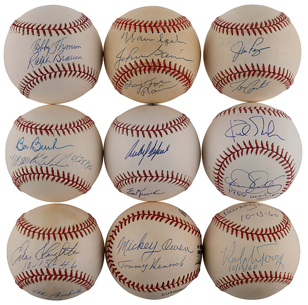 Dual/Triple-Signed Baseball Collection (9) with Eckersley/Gibson & Wilson/Buckner