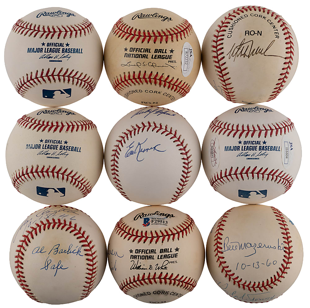 Dual/Triple-Signed Baseball Collection (9) with Eckersley/Gibson & Wilson/Buckner