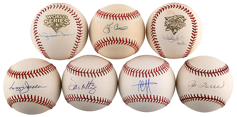 New York Yankees Hall of Fame & Star Single-Signed Baseball Group (7) with Derek Jeter & Mariano Rivera World Series Baseballs - All Individually Certified