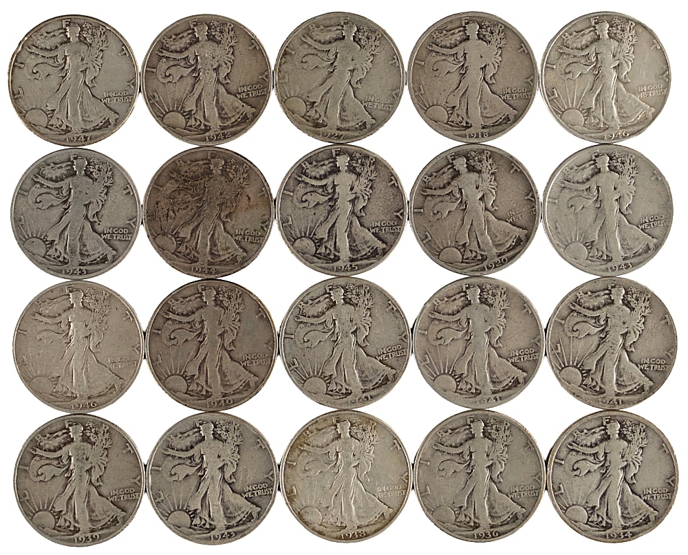 1918-1946 Walking Liberty Silver Half Dollars (20)
