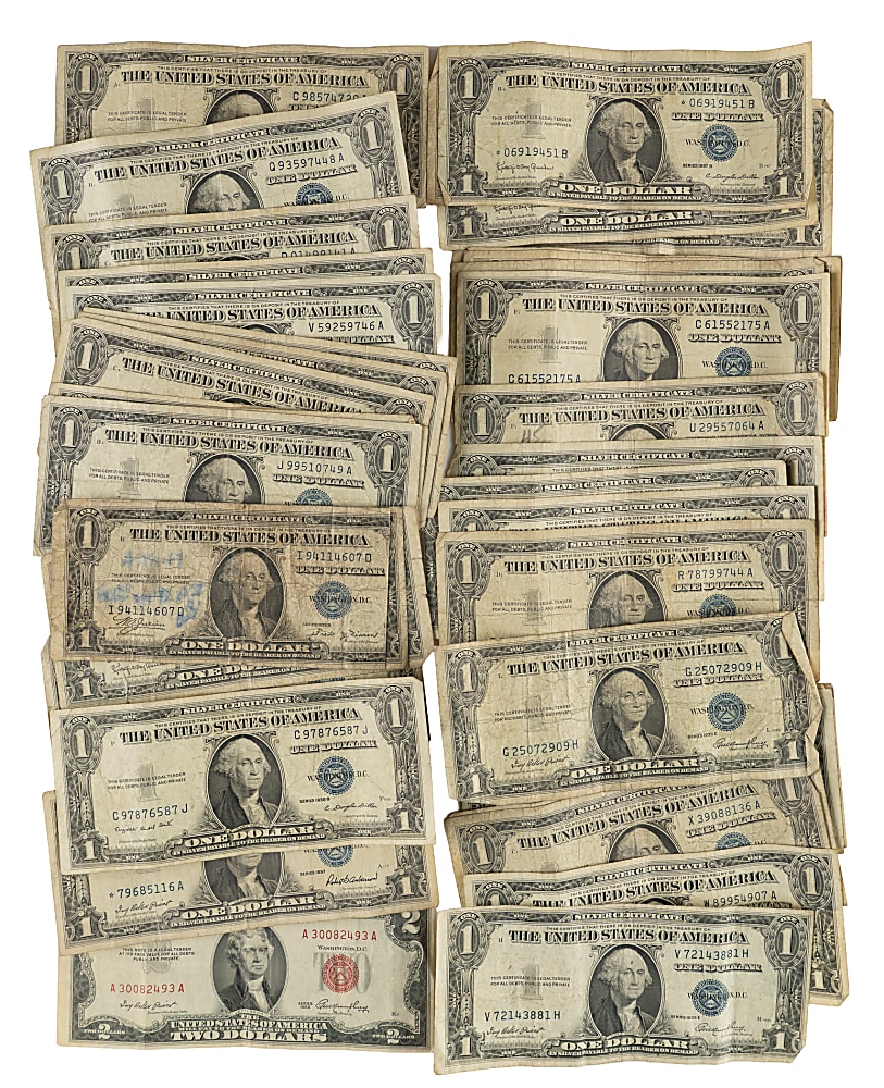 1890s-1950s U.S. Coin/Paper Currency Bundle (750+) with (70) Mercury Silver Dimes & (40) $1 Silver Certificates