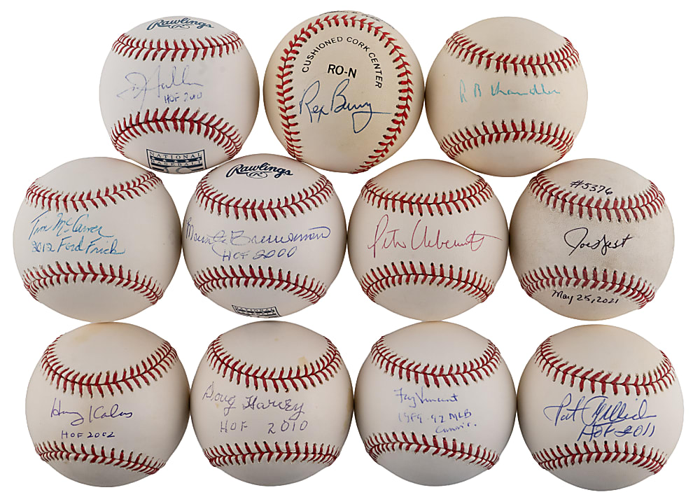 MLB Executive, Administrator, Umpire Single-Signed Collection (17) with Kalas, Kuhn, M. Miller