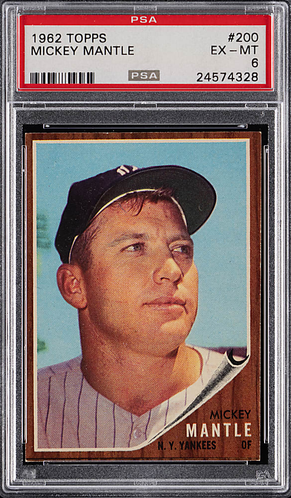 1962 Topps #200 Mickey Mantle PSA EX-MT 6
