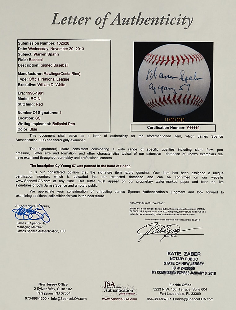 Single-Signed & Inscribed Hall of Fame/Star Baseballs (18) with Frank Thomas, Randy Johnson, Warren Spahn - All Individually Certified