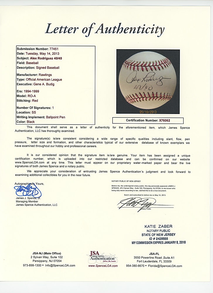 Single-Signed Baseball Collection (27) with Several Superstars Including Barry Bonds & Alex Rodriguez "40-40" - Many Individually Certified