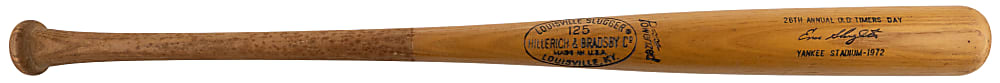 1972 Enos Slaughter New York Yankees Old-Timers Day Game Bat