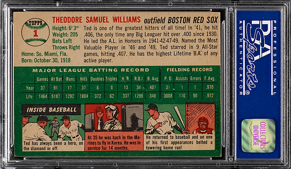 1954 Topps #1 Ted Williams PSA EX-MT 6