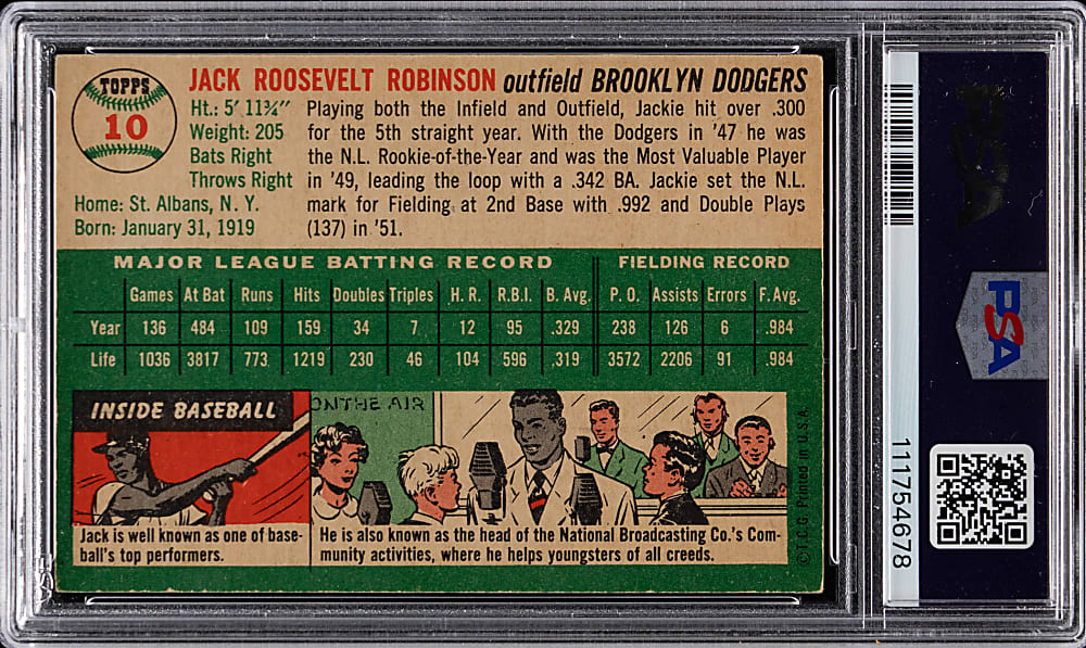 1954 Topps #10 Jackie Robinson PSA VG-EX 4