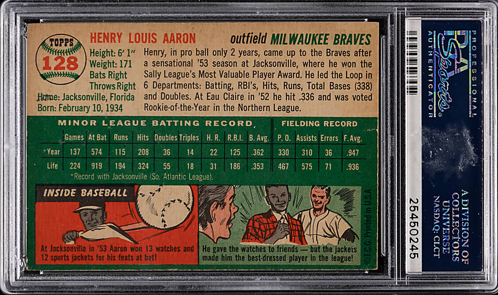 1954 Topps #128 Hank Aaron Rookie PSA VG-EX 4