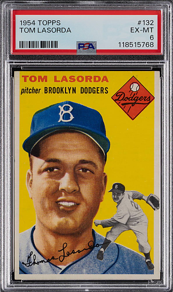 1954 Topps #132 Tom Lasorda Rookie PSA EX-MT 6