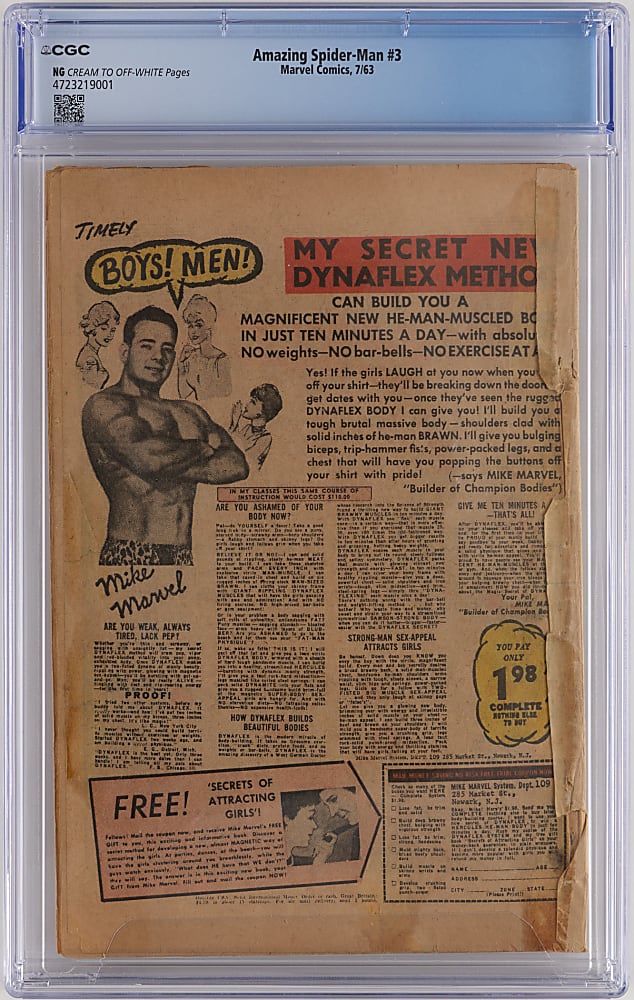 1963 Marvel Comics Amazing Spider-Man #3 Coverless with Amatuer Hand-Drawn Cover - CGC NG
